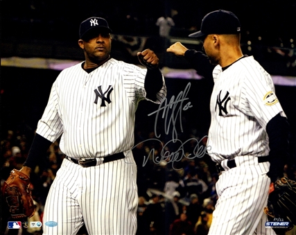 Derek Jeter & C.C. Sabathia Dual Signed 16x20 Fist Bump Photo (MLB Authenticated & Steiner)